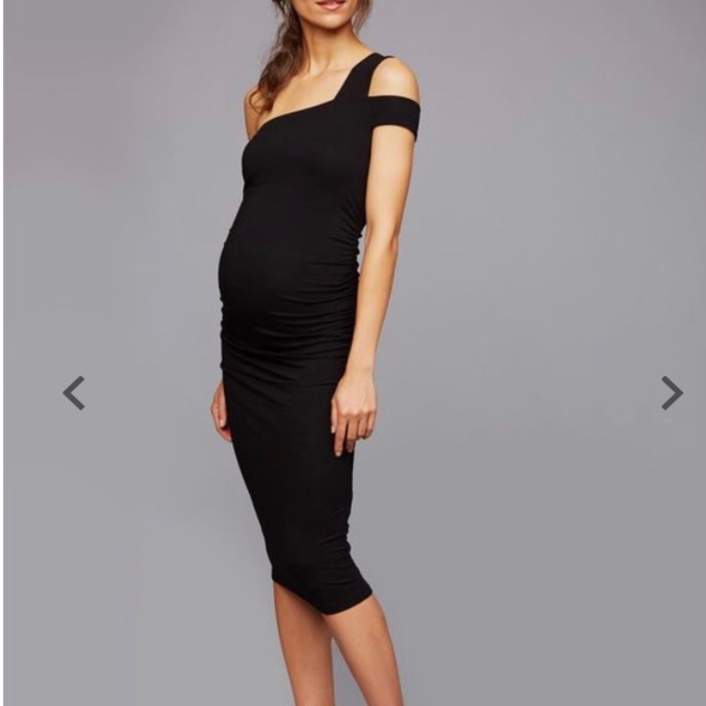 Isabella Oliver One Shoulder Black Maternity Dress
